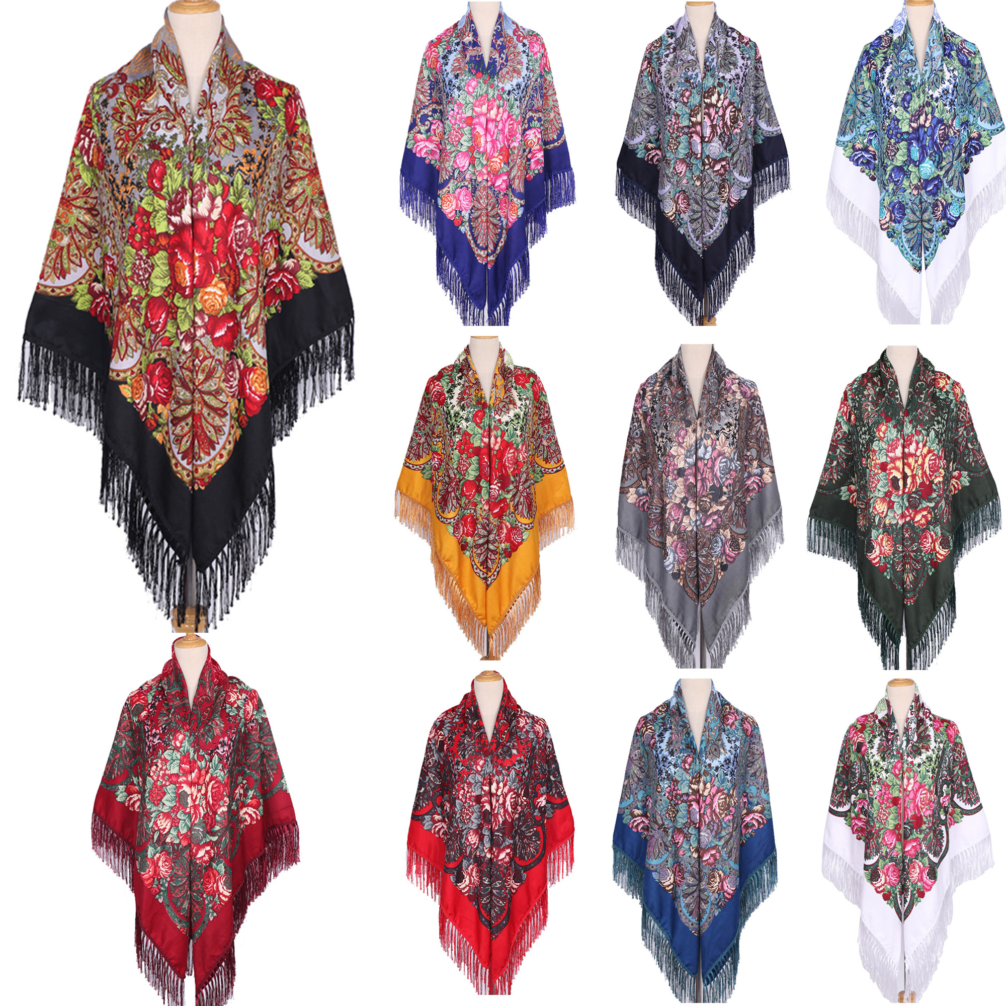 Woven Scarf Blanket - 160*160cm Ethnic Large Square Scarf For