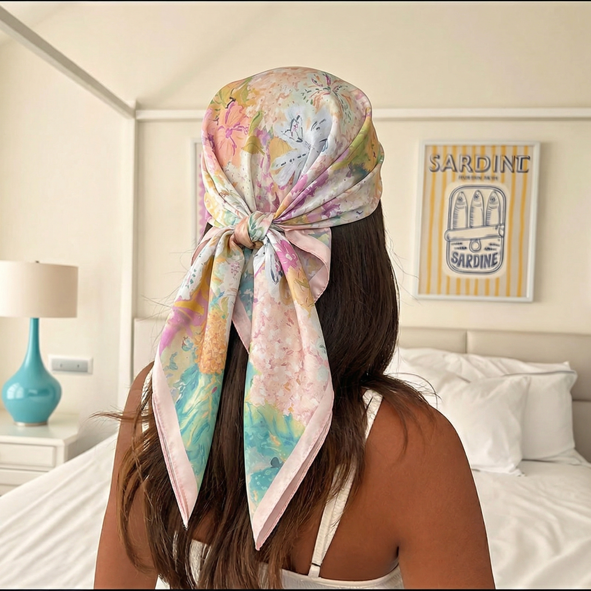 Head Wrap Turban - 70*70cm Square Silk Scarf for Women