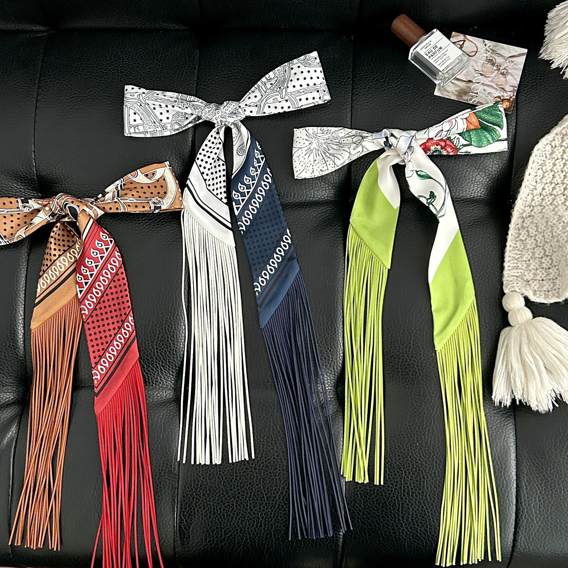 Luxury Tassel Skinny Scarf for - Head Wrap Turban บทวิจารณ์และราคา