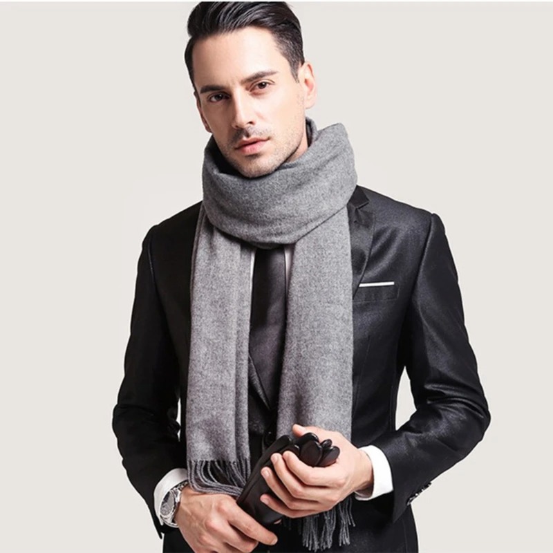 2025 Wool Scarves Winter Soft  - Muffler Men Wool บทวิจารณ์และราคา