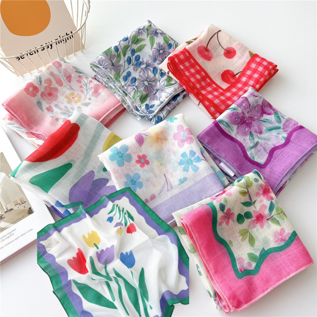 Spring Autumn Scarf Chic Fashi - Bandana Cotton บทวิจารณ์และราคา