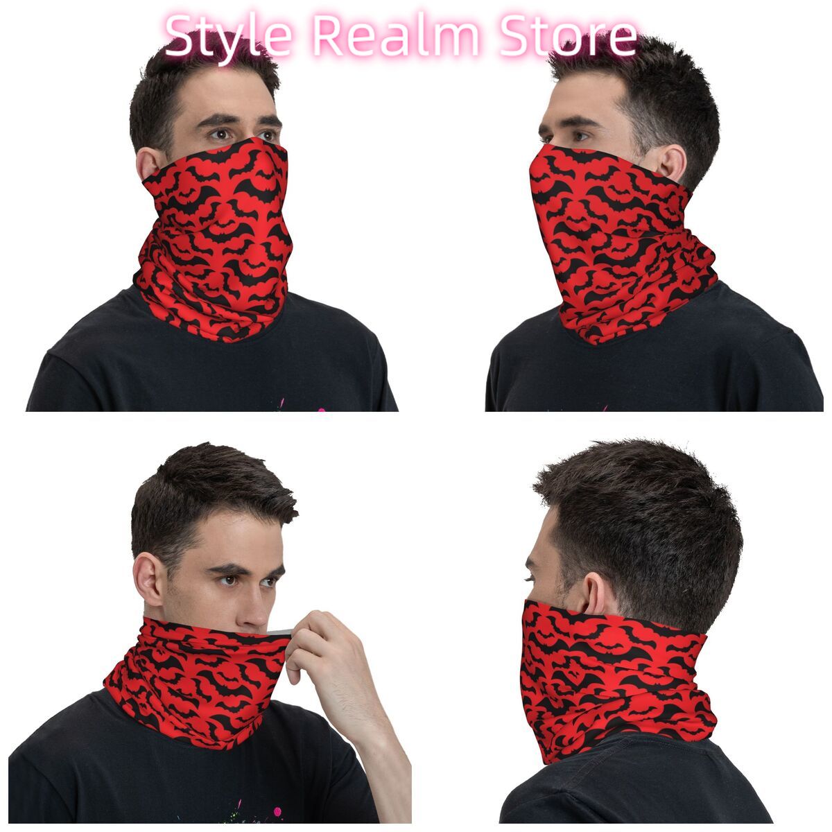 Gothic Witch Bats Pattern Band - Neck Warmer Tube บทวิจารณ์และราคา