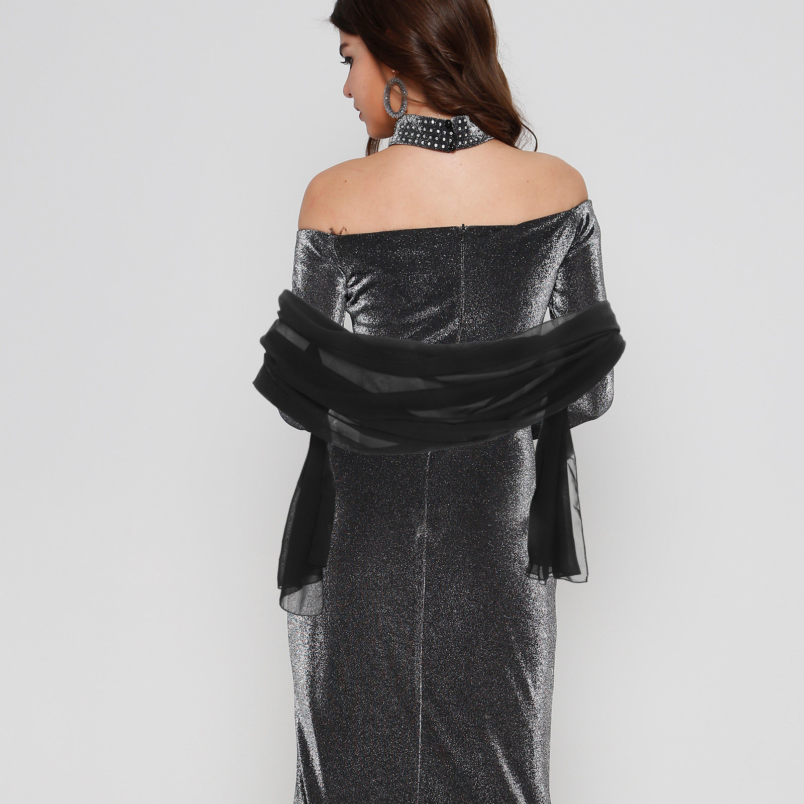 200X70Cm Chiffon Shawl For Wom - Stole Wedding Shawl บทวิจารณ์และราคา