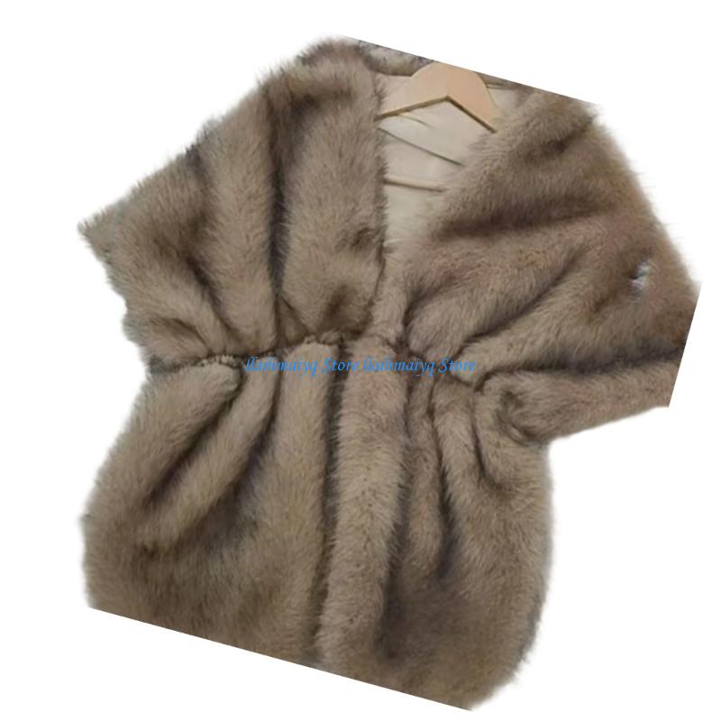 573B Luxurious Artificial Furs - Stole Wedding Shawl บทวิจารณ์และราคา