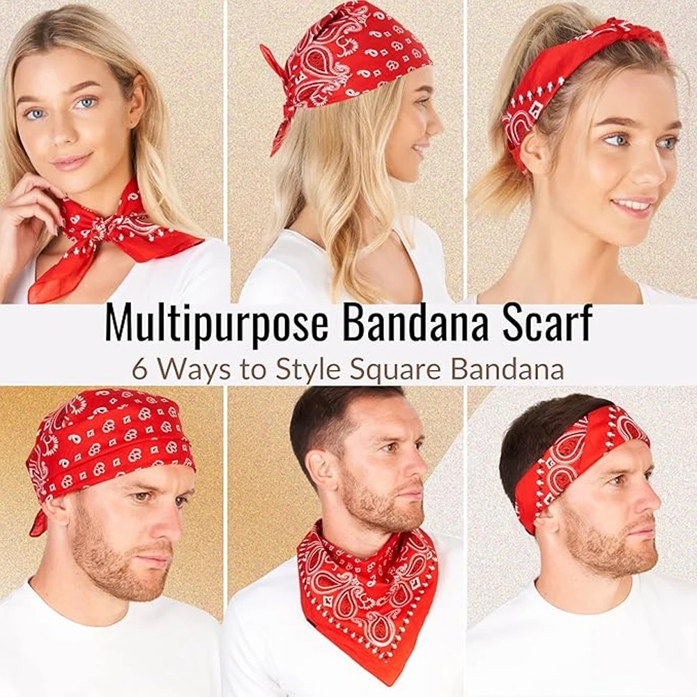 Unisex Men Women Bandana Hairb - Handkerchief Cotton Men บทวิจารณ์และราคา