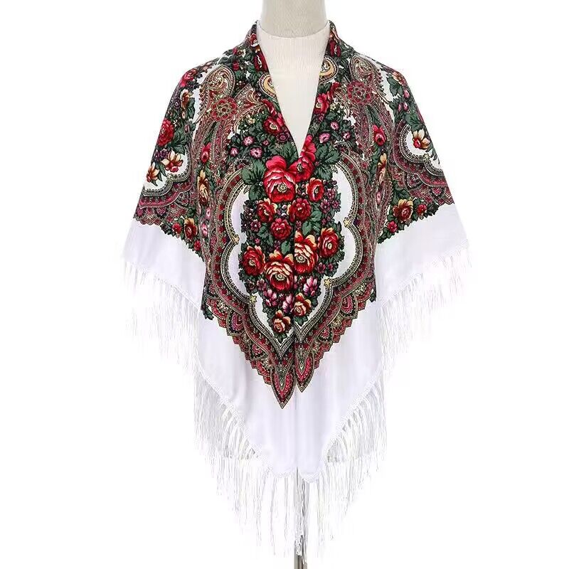130*130cm Ethnic Printed Squar - Woven Scarf Blanket บทวิจารณ์และราคา
