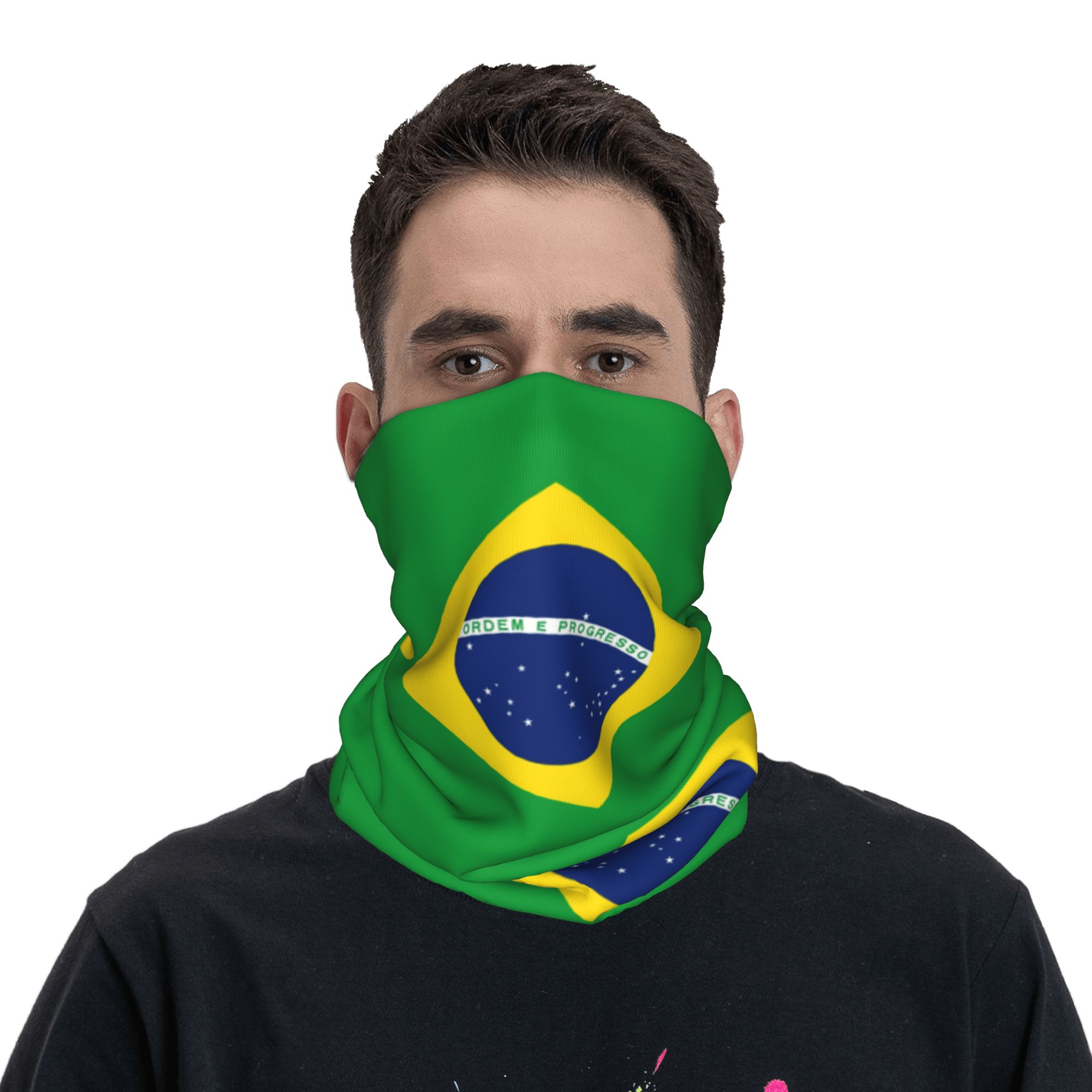 Custom Brazil Flag Bandana Nec - Neck Warmer Tube บทวิจารณ์และราคา