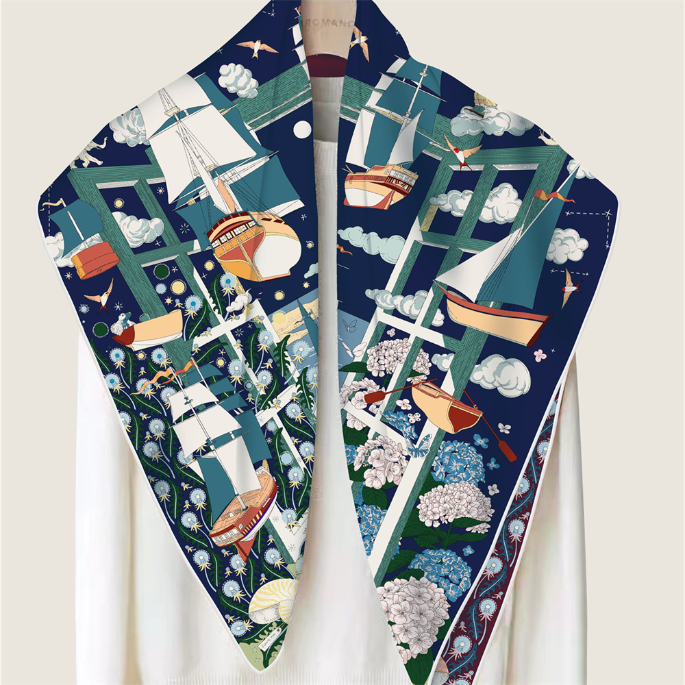 90CM Brand Silk Scarves Wraps  - Scarf Silk Square บทวิจารณ์และราคา