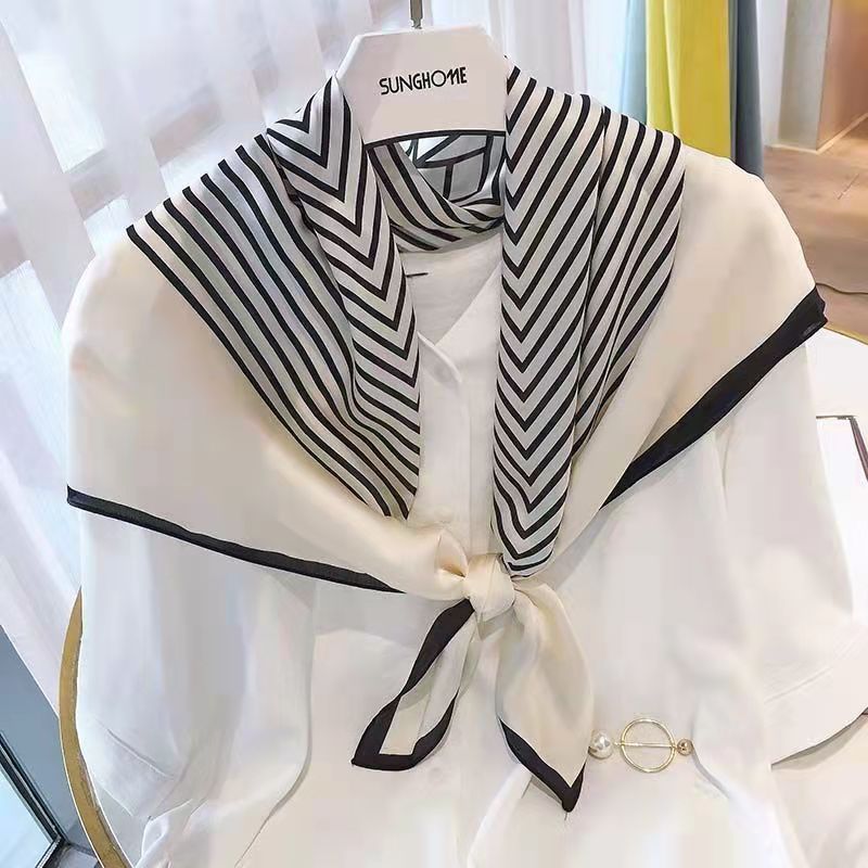Fashion Square 70cm Black and  - Silk Tie Striped บทวิจารณ์และราคา