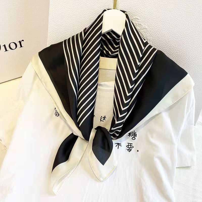 Fashion Square 70cm Black and  - Silk Tie Striped บทวิจารณ์และราคา