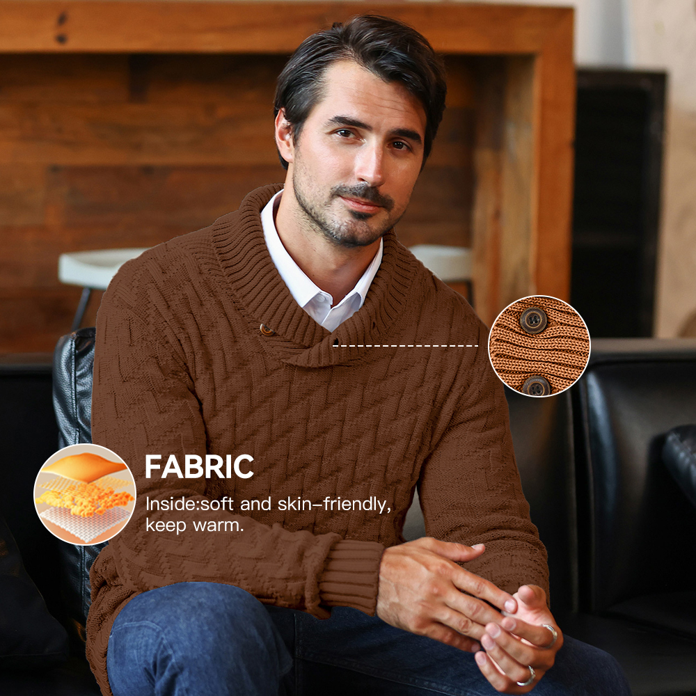 Men's Sweater Spring Shawl Col - Muffler Men Wool บทวิจารณ์และราคา