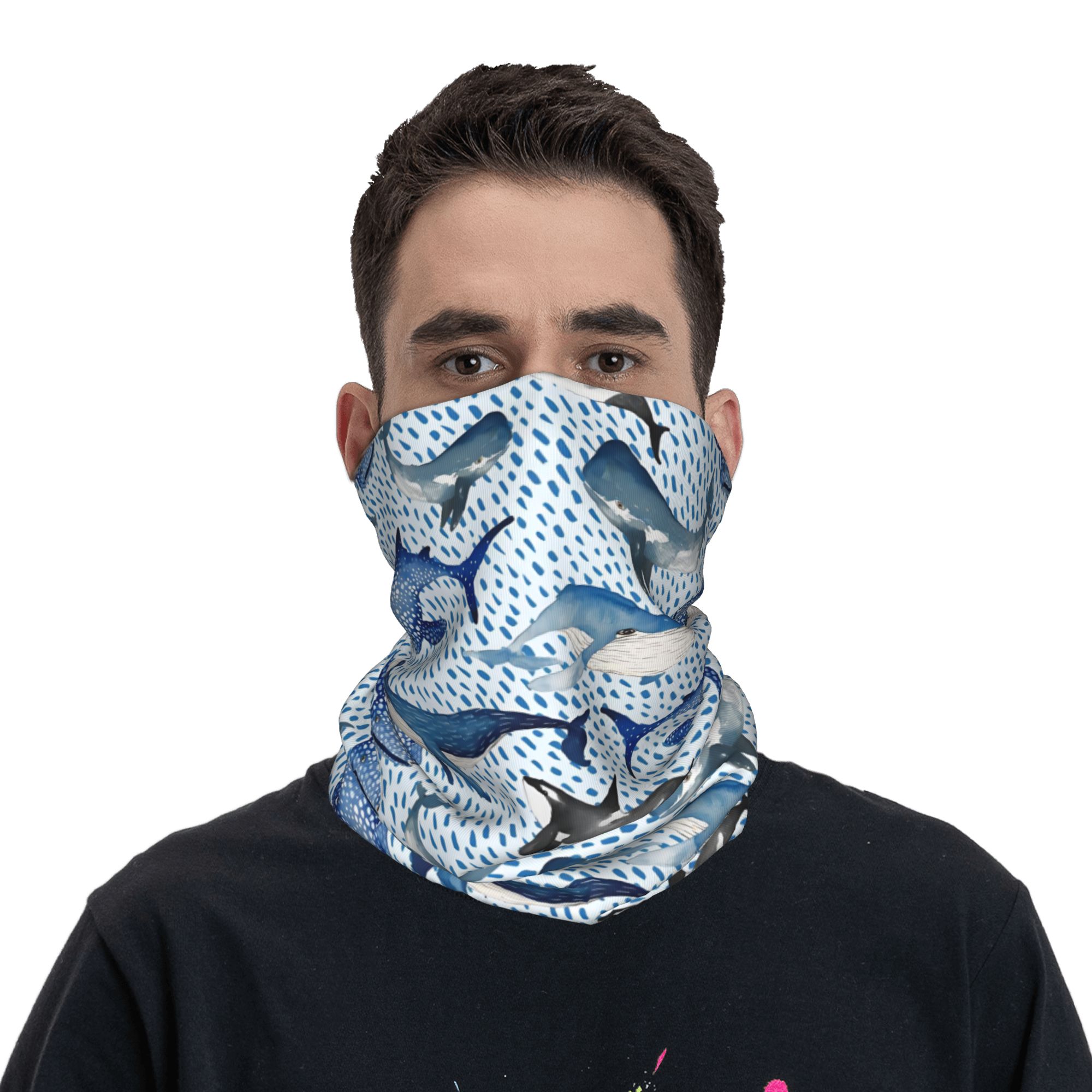 Custom Blue Watercolour Shark  - Neck Warmer Tube บทวิจารณ์และราคา
