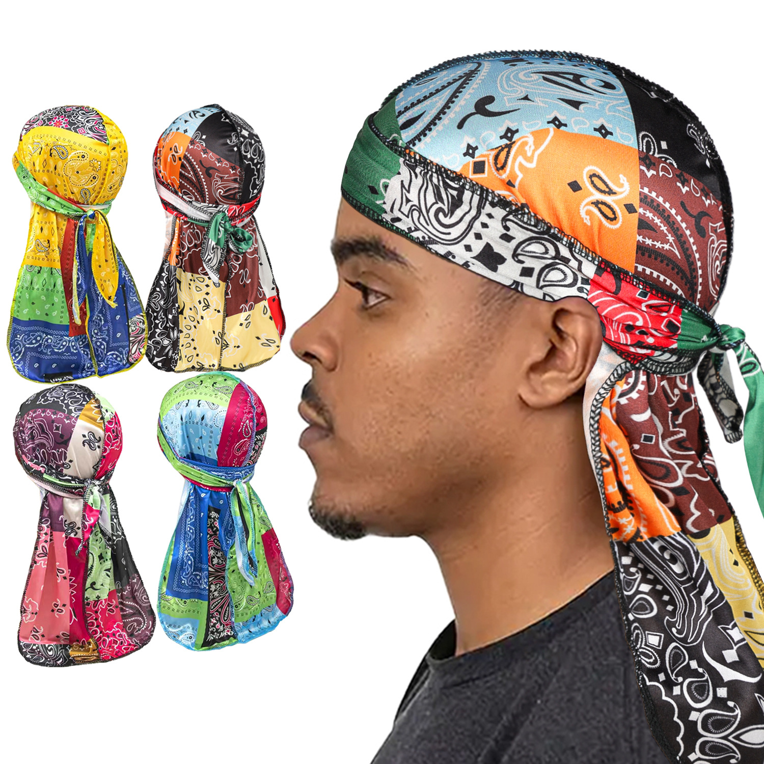 Paisley Printing Silky Durags  - Bandana Doo Rag บทวิจารณ์และราคา