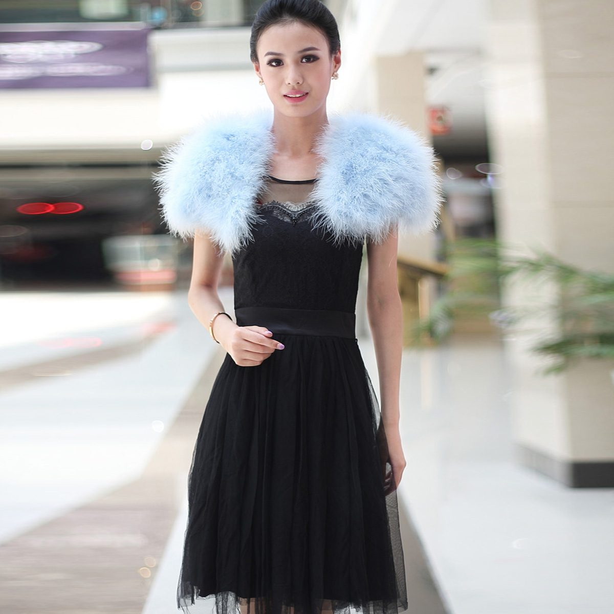 Women Ostrich Feather Boa Shaw - Stole Wedding Shawl บทวิจารณ์และราคา