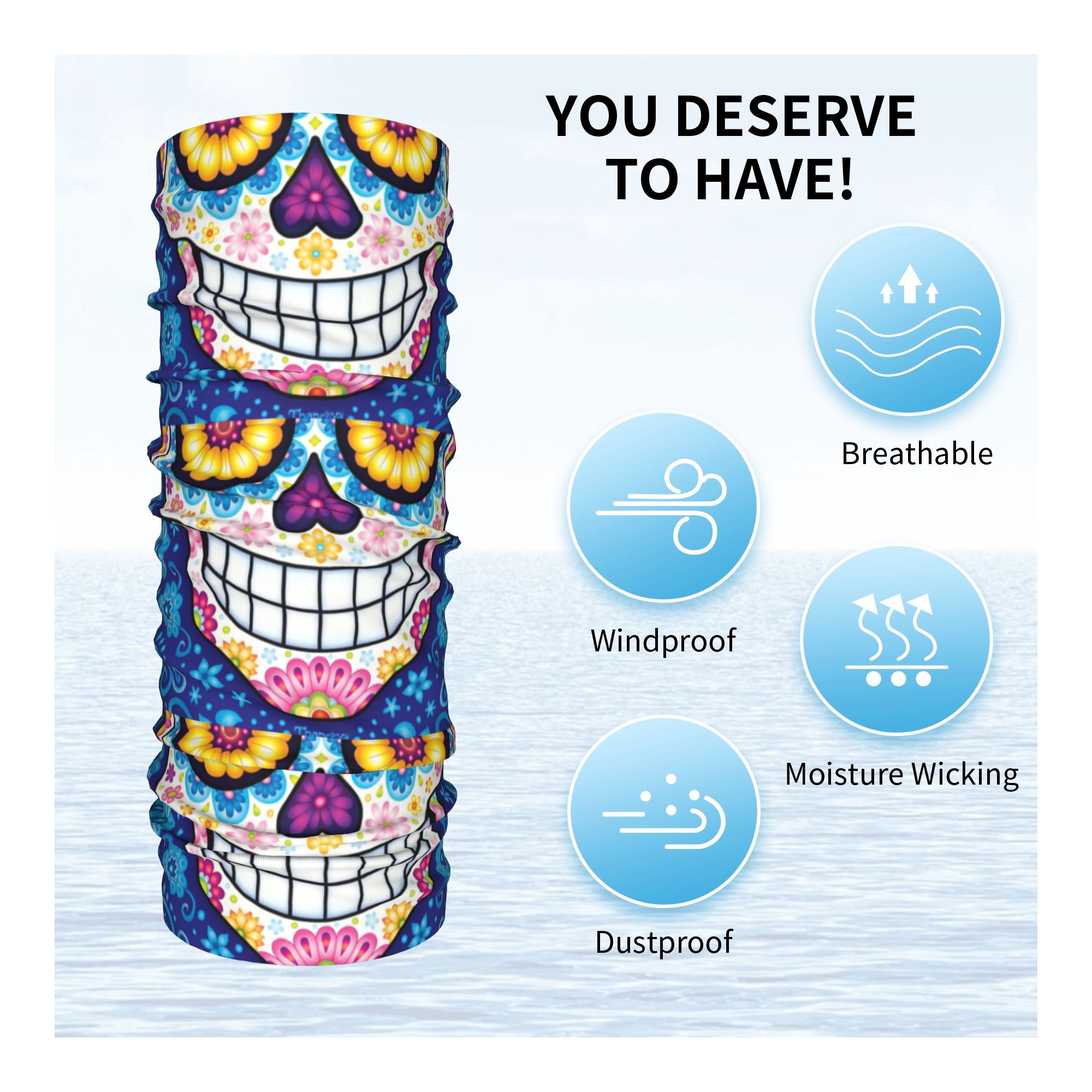Custom Day Of The Dead Sugar S - Neck Warmer Tube บทวิจารณ์และราคา