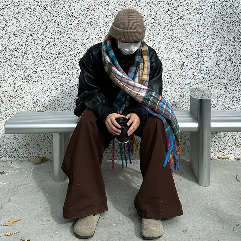 Vintage Colorful Plaid Cashmer - Muffler Men Wool บทวิจารณ์และราคา