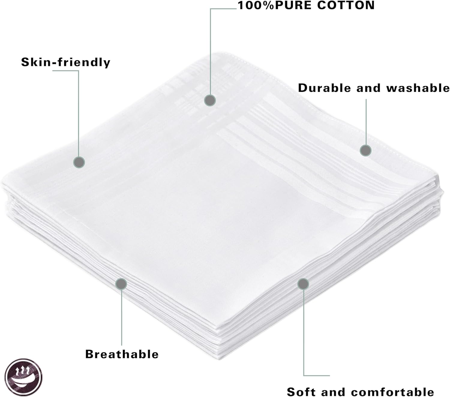 Men's Pure White 100% Cotton H - Handkerchief Cotton Men บทวิจารณ์และราคา