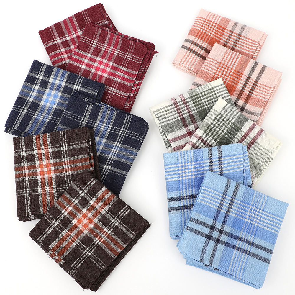 6pcs Men's Mixed Color Plaid S - Handkerchief Cotton Men บทวิจารณ์และราคา