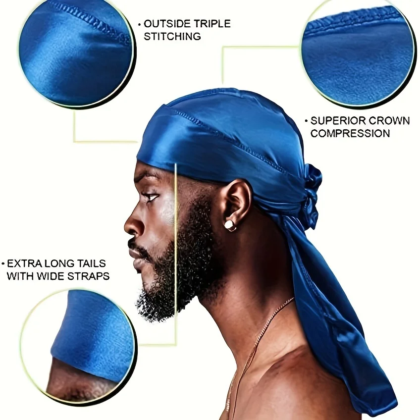 Men's Silk Durag Bonnet Bandan - Bandana Doo Rag บทวิจารณ์และราคา