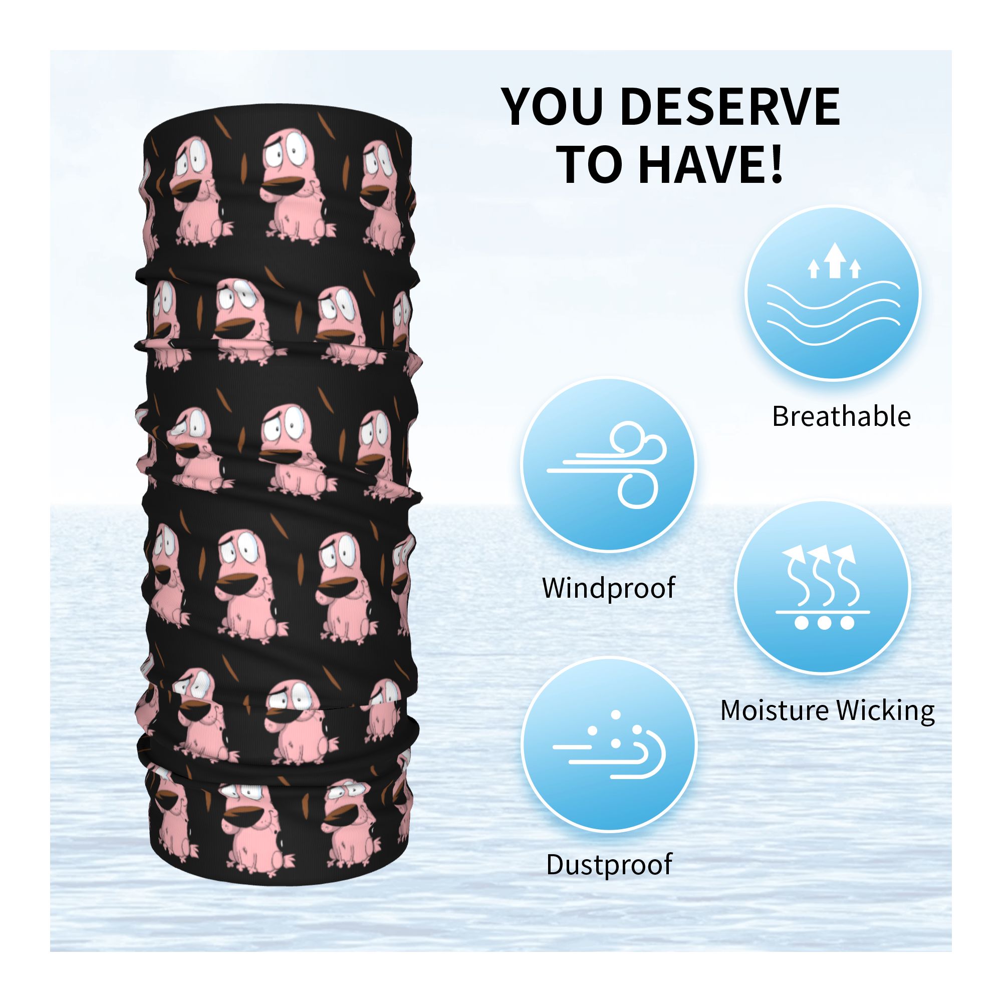 Custom Cartoon Courage Dog Win - Neck Warmer Tube บทวิจารณ์และราคา