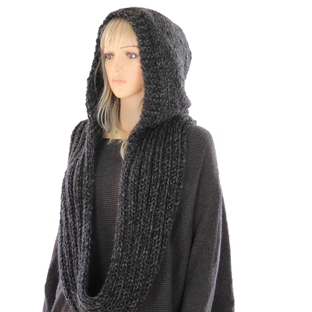 Knitted Hooded Scarf Winter Wo - Infinity Scarf Knit บทวิจารณ์และราคา