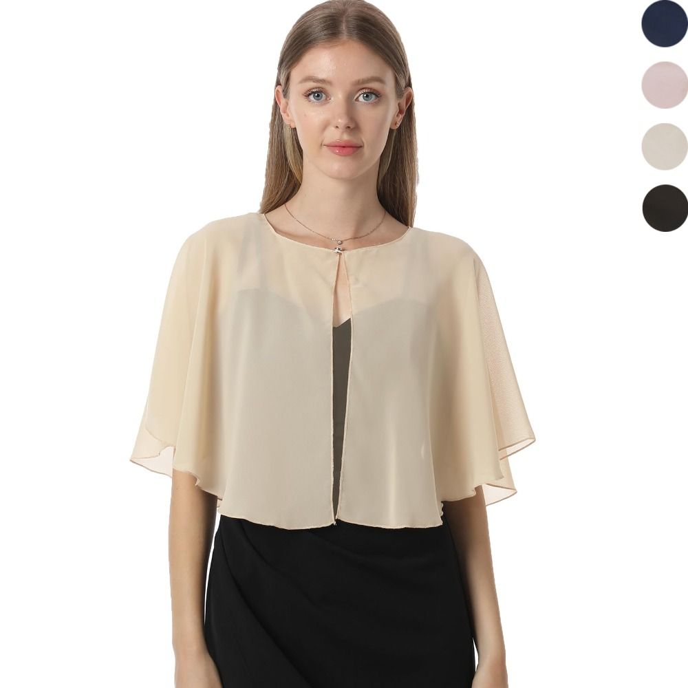 Vintage Sheer Chiffon Capelet  - Stole Wedding Shawl บทวิจารณ์และราคา