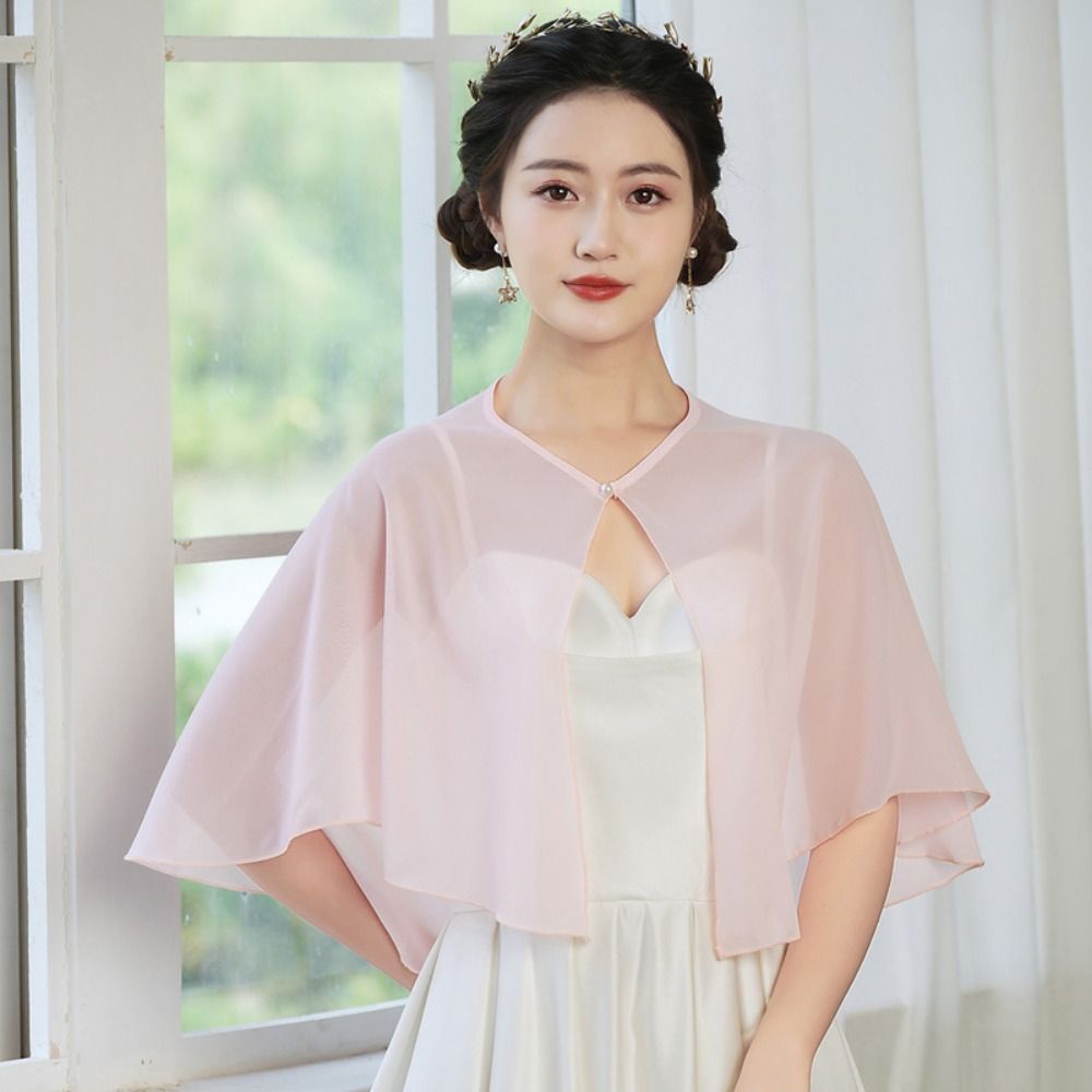 Vintage Sheer Chiffon Capelet  - Stole Wedding Shawl บทวิจารณ์และราคา