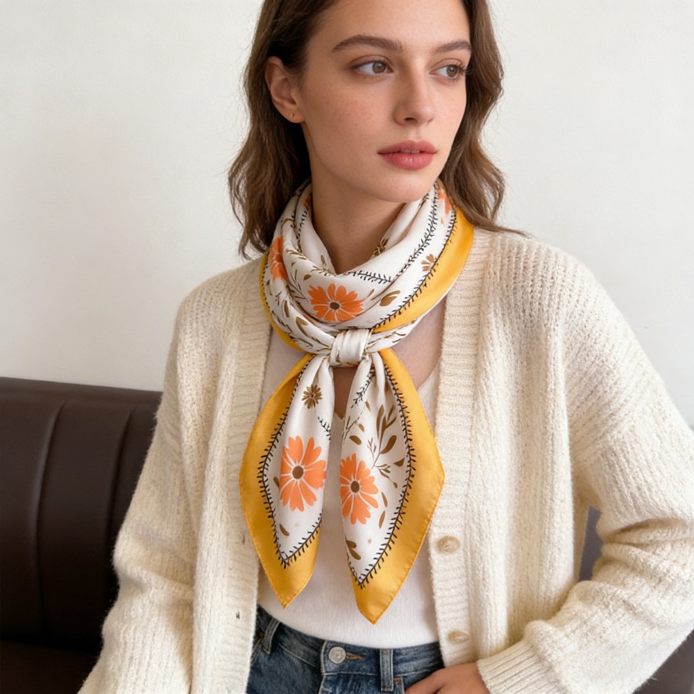 1Pc new printed fashion silk s - Silk Neck Scarf บทวิจารณ์และราคา