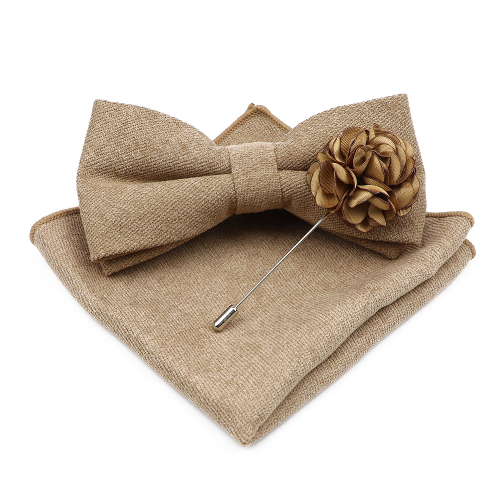 Mens Solid Color Cotton Bowtie - Handkerchief Cotton Men บทวิจารณ์และราคา