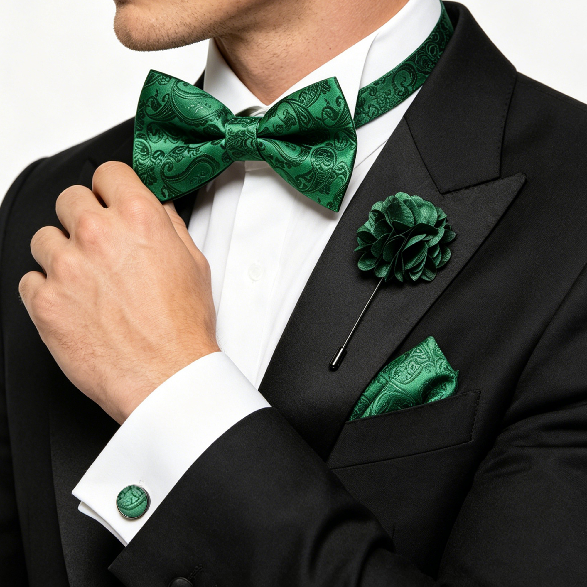36pcs Black Silk Jacquard Pais - Bow Tie Pre Tied บทวิจารณ์และราคา