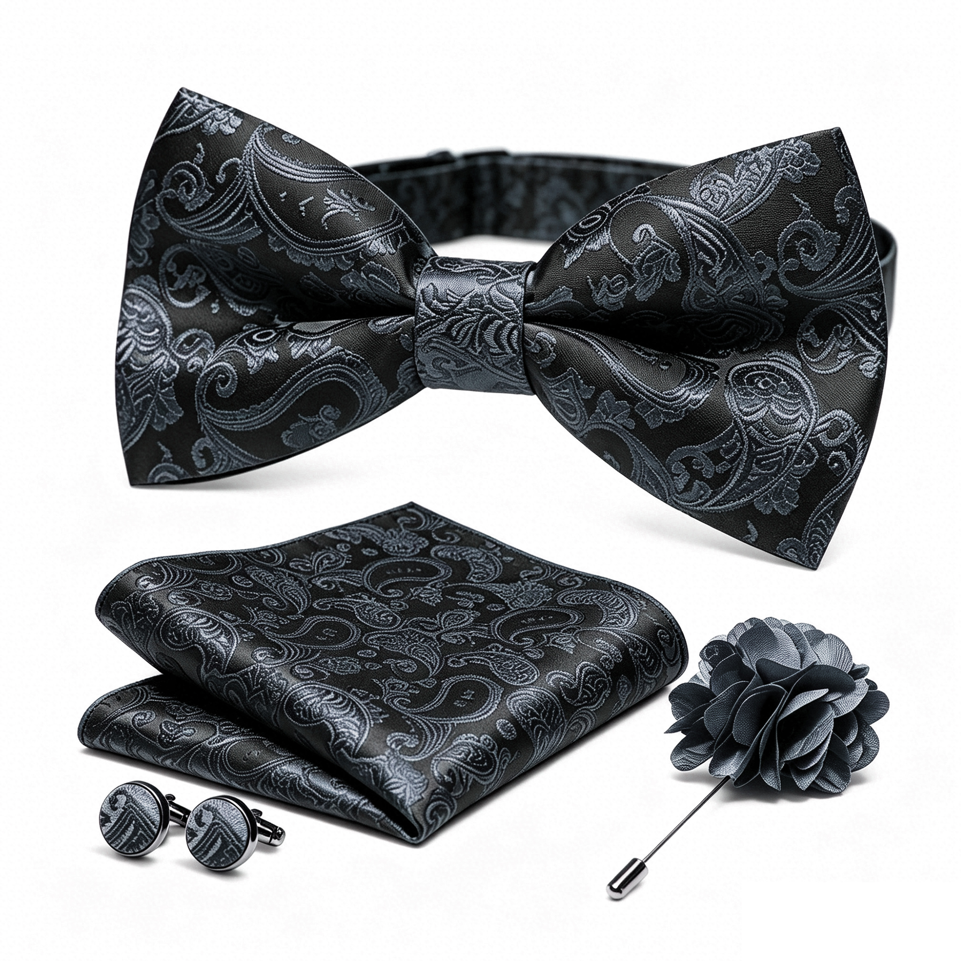 36pcs Black Silk Jacquard Pais - Bow Tie Pre Tied บทวิจารณ์และราคา