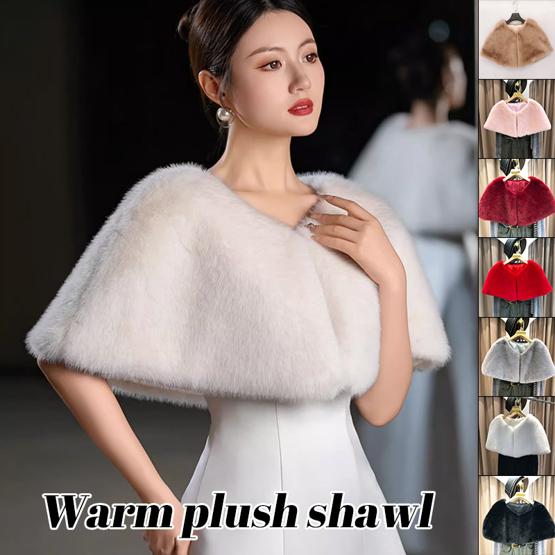 Women Winter Faux Fur Shawl El - Stole Wedding Shawl บทวิจารณ์และราคา