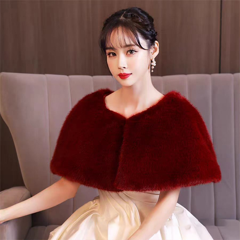Women Winter Faux Fur Shawl El - Stole Wedding Shawl บทวิจารณ์และราคา