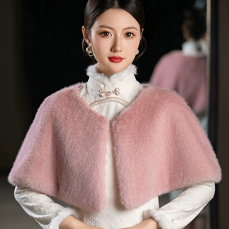 Women Winter Faux Fur Shawl El - Stole Wedding Shawl บทวิจารณ์และราคา