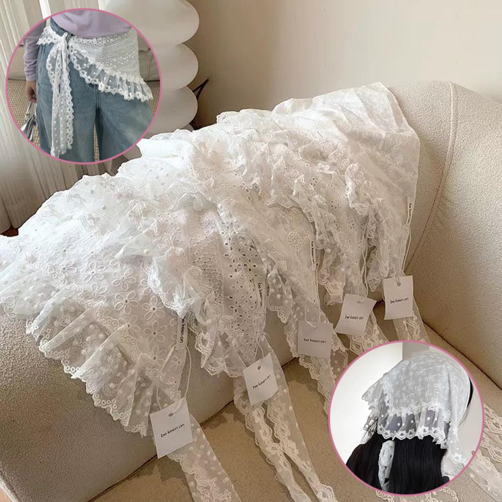Retro  Lace Triangle Headscarf - Bandana Cotton บทวิจารณ์และราคา