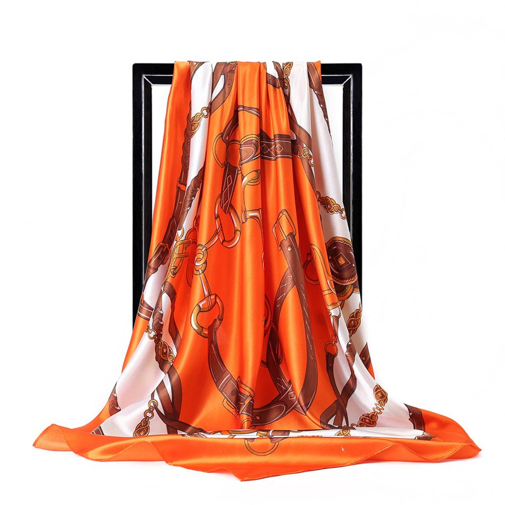 90*90cm Ladies Silk Scarf Band - Scarf Silk Square บทวิจารณ์และราคา