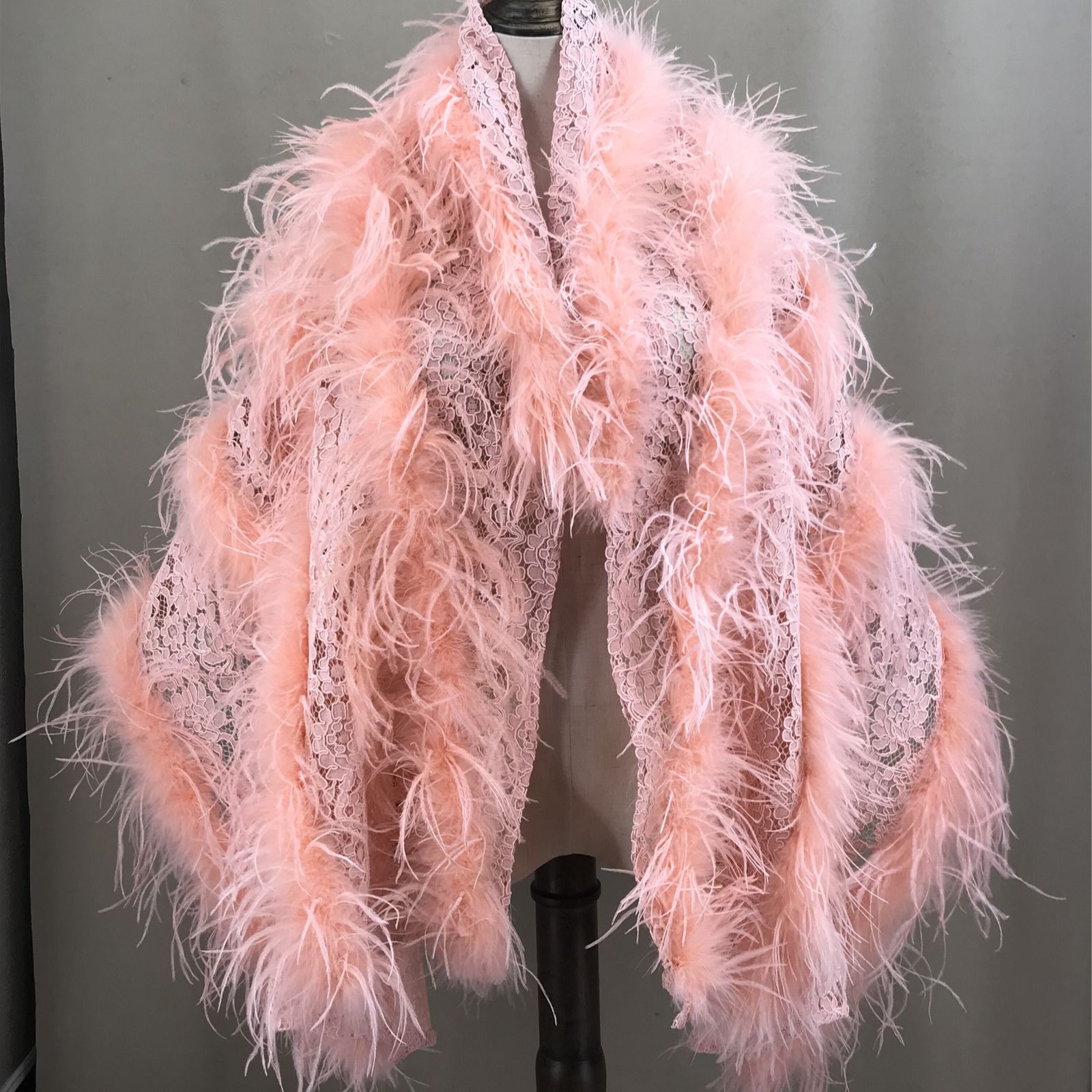 Real Ostrich Feather Lace Shaw - Stole Wedding Shawl บทวิจารณ์และราคา