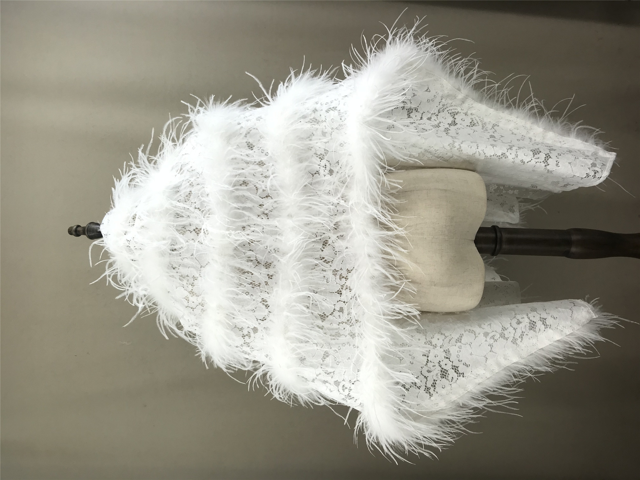 Real Ostrich Feather Lace Shaw - Stole Wedding Shawl บทวิจารณ์และราคา