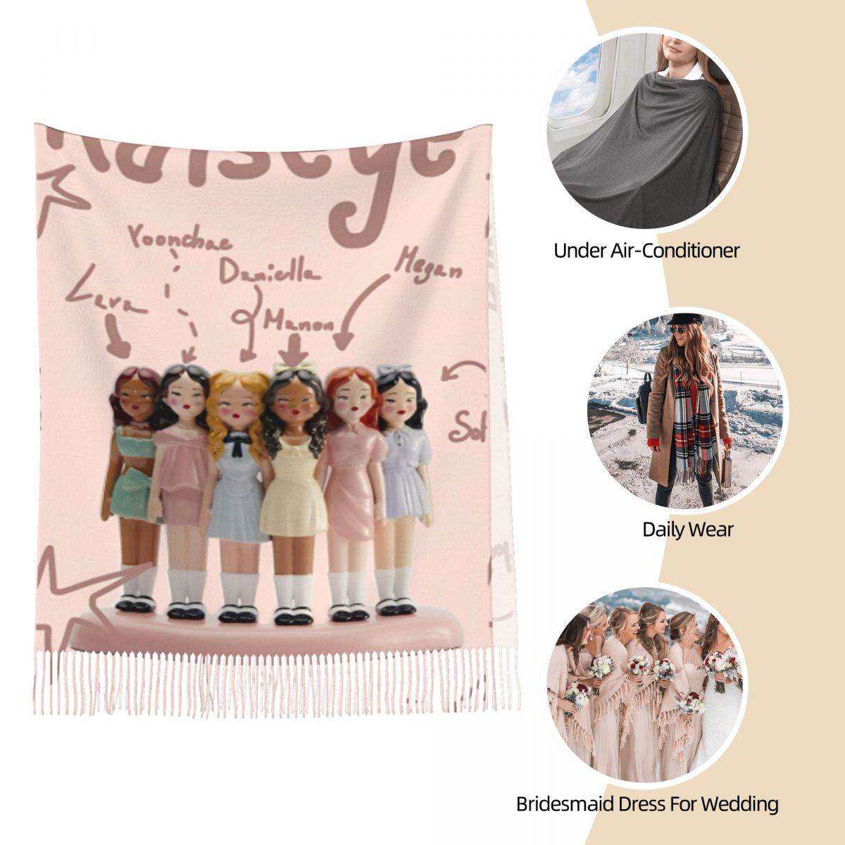 Katseye Kpop Idol Shawl Wrap W - Pashmina Wrap Large บทวิจารณ์และราคา