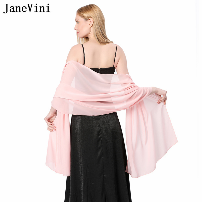 JaneVini Elegant Pink Chiffon  - Stole Wedding Shawl บทวิจารณ์และราคา