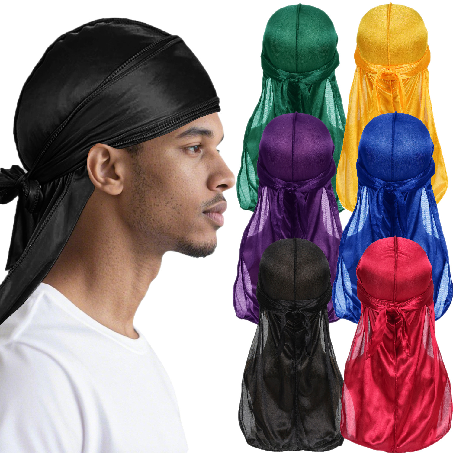 Men Satin Breathable Silky Dur - Bandana Doo Rag บทวิจารณ์และราคา