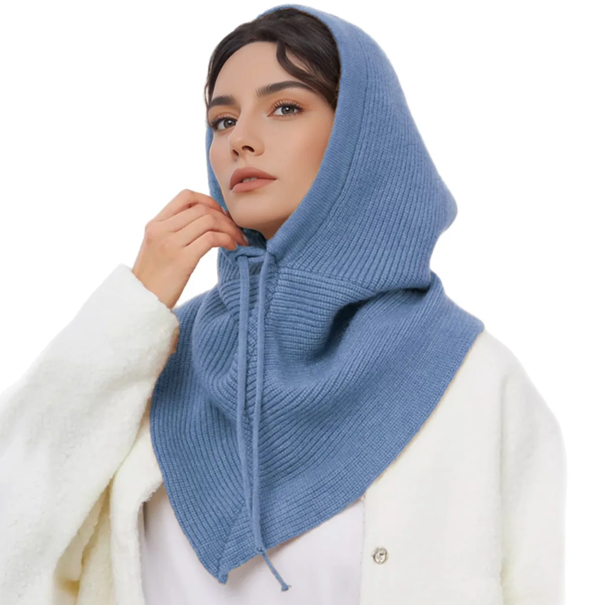 Women's Knitted Beanie Hat wit - Infinity Scarf Knit บทวิจารณ์และราคา