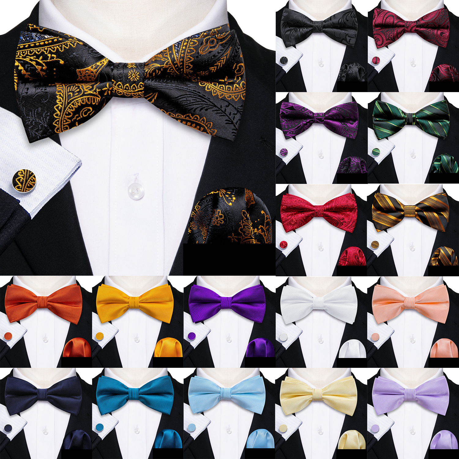 Barry.Wang Silk Mens Bow Tie B - Bow Tie Pre Tied บทวิจารณ์และราคา