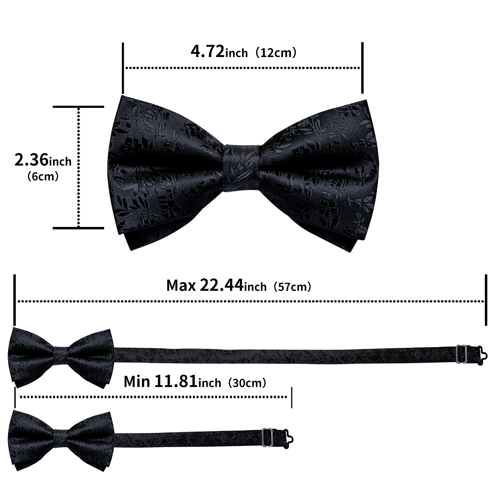 4Pcs Black Solid Floral Men's  - Bow Tie Pre Tied บทวิจารณ์และราคา