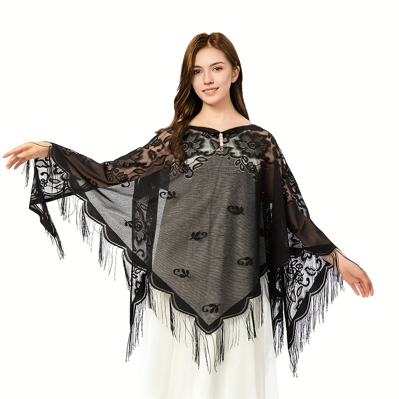 New Embroidery Lace Scarf Shaw - Stole Wedding Shawl บทวิจารณ์และราคา