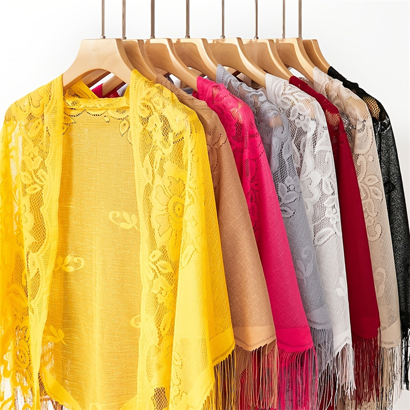 New Embroidery Lace Scarf Shaw - Stole Wedding Shawl บทวิจารณ์และราคา