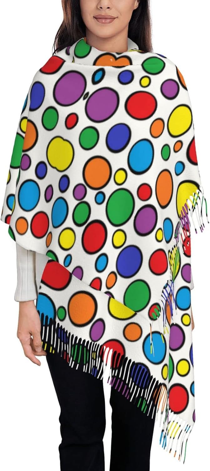 Colorful Circles Women's Scarf - Stole Wedding Shawl บทวิจารณ์และราคา