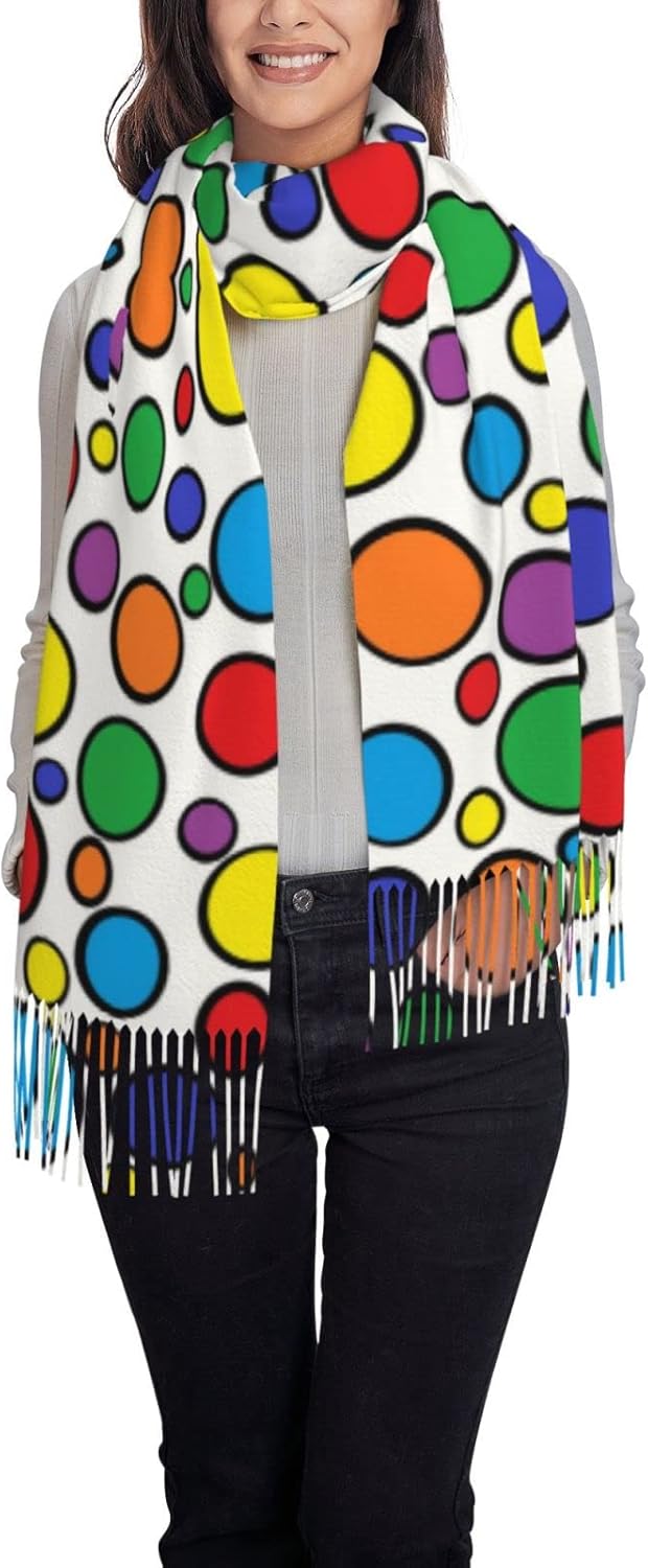 Colorful Circles Women's Scarf - Stole Wedding Shawl บทวิจารณ์และราคา