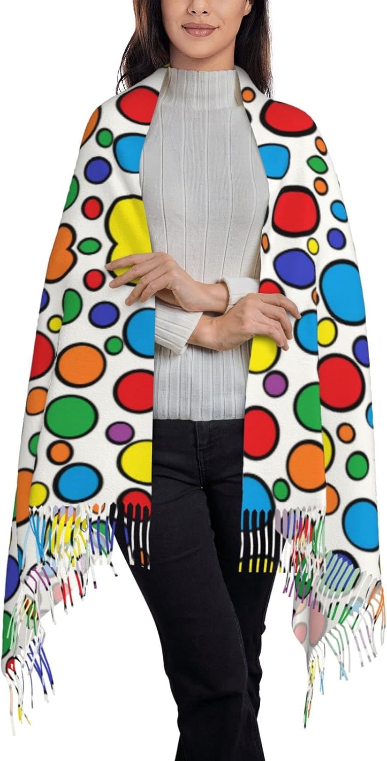 Colorful Circles Women's Scarf - Stole Wedding Shawl บทวิจารณ์และราคา