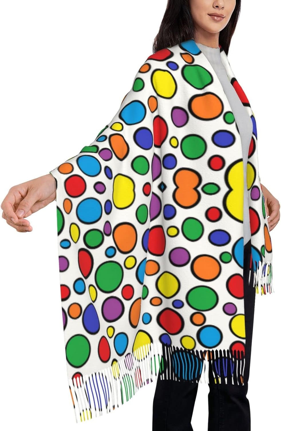 Colorful Circles Women's Scarf - Stole Wedding Shawl บทวิจารณ์และราคา